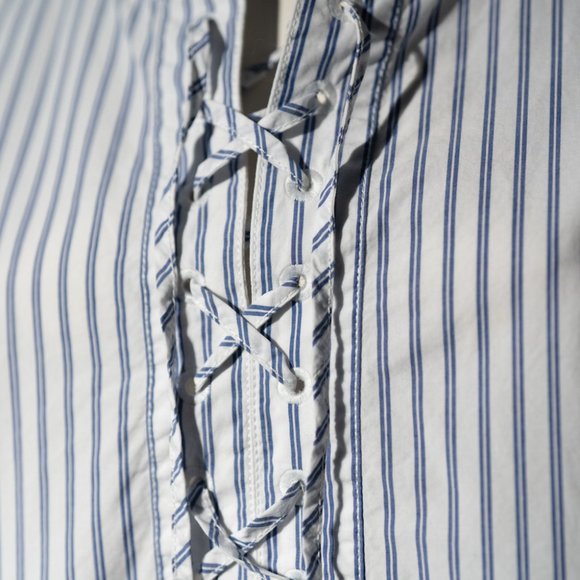 J. Crew Lace Up Striped Popover Shirt - 10 - Picture 9 of 12